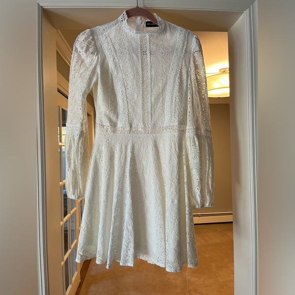 PrettyLittleThing Lace Long Sleeve Skater Dress - Picture 2 of 4